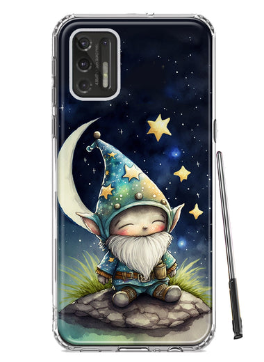 Motorola Moto G Stylus 4G 2021 Stars Moon Starry Night Space Gnome Hybrid Protective Phone Case Cover