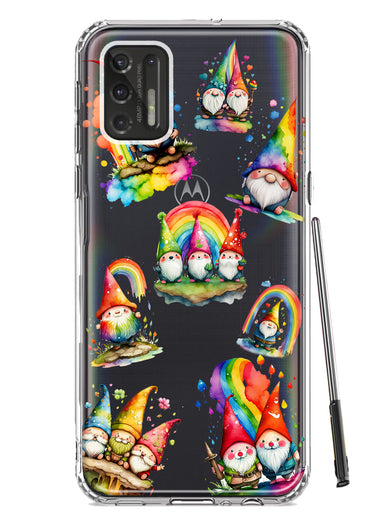 Motorola Moto G Stylus 2021 Colorful Neon Glow Rainbow Gnomes Painting Hybrid Protective Phone Case Cover