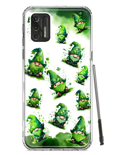 Motorola Moto G Stylus 4G 2021 Gnomes Shamrock Lucky Green Clover St. Patrick Hybrid Protective Phone Case Cover