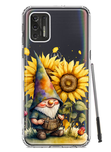 Motorola Moto G Stylus 4G 2021 Cute Gnome Sunflowers Clear Hybrid Protective Phone Case Cover