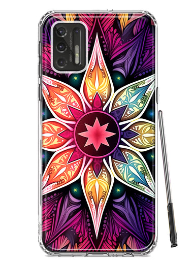 Motorola Moto G Stylus 4G 2021 Mandala Geometry Abstract Star Pattern Hybrid Protective Phone Case Cover