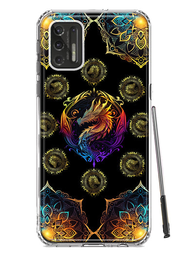 Motorola Moto G Stylus 4G 2021 Mandala Geometry Abstract Dragon Pattern Hybrid Protective Phone Case Cover
