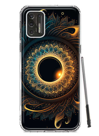 Motorola Moto G Stylus 4G 2021 Mandala Geometry Abstract Eclipse Pattern Hybrid Protective Phone Case Cover