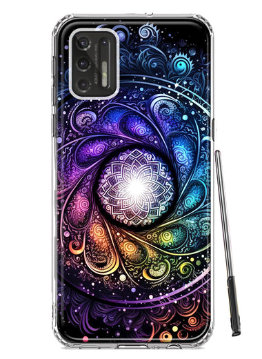 Motorola Moto G Stylus 4G 2021 Mandala Geometry Abstract Galaxy Pattern Hybrid Protective Phone Case Cover