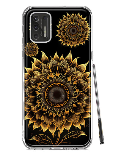 Motorola Moto G Stylus 4G 2021 Mandala Geometry Abstract Sunflowers Pattern Hybrid Protective Phone Case Cover