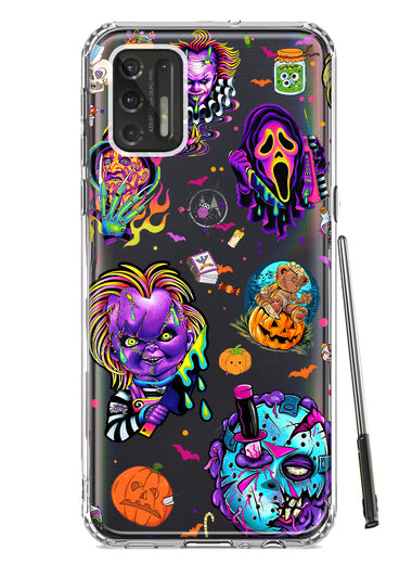 Motorola Moto G Stylus 4G 2021 Cute Halloween Spooky Horror Scary Neon Characters Hybrid Protective Phone Case Cover