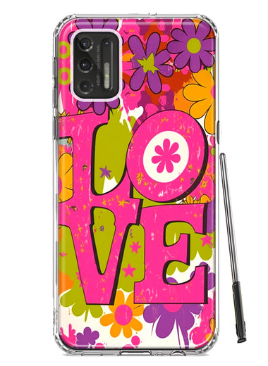 Motorola Moto G Stylus 4G 2021 Pink Daisy Love Graffiti Painting Art Hybrid Protective Phone Case Cover
