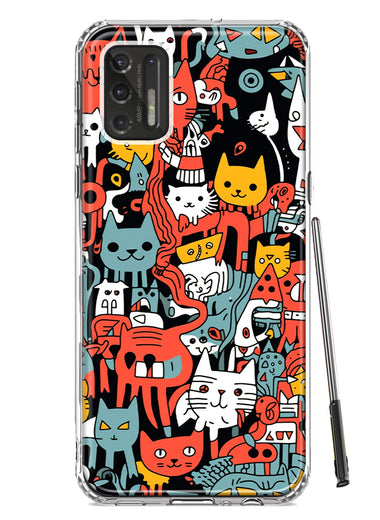 Motorola Moto G Stylus 4G 2021 Psychedelic Cute Cats Friends Pop Art Hybrid Protective Phone Case Cover