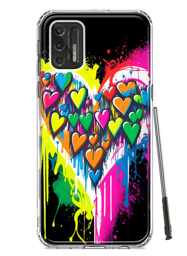Motorola Moto G Stylus 4G 2021 Colorful Rainbow Hearts Love Graffiti Painting Hybrid Protective Phone Case Cover