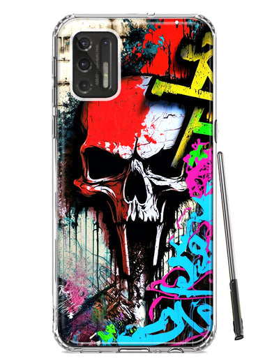 Motorola Moto G Stylus 4G 2021 Skull Face Graffiti Painting Art Hybrid Protective Phone Case Cover