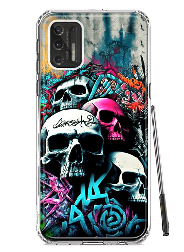 Motorola Moto G Stylus 4G 2021 Skulls Graffiti Painting Art Hybrid Protective Phone Case Cover