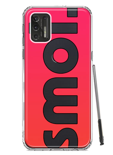 Motorola Moto G Stylus 4G 2021 Red Pink Clear Funny Text Quote Smol Hybrid Protective Phone Case Cover