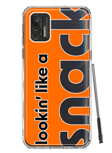 Motorola Moto G Stylus 4G 2021 Orange Clear Funny Text Quote Snack Hybrid Protective Phone Case Cover