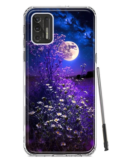 Motorola Moto G Stylus 4G 2021 Spring Moon Night Lavender Flowers Floral Hybrid Protective Phone Case Cover