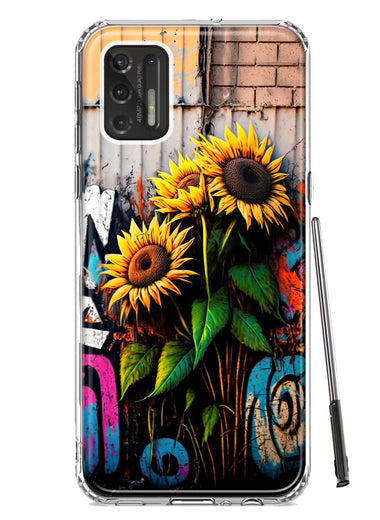 Motorola Moto G Stylus 4G 2021 Sunflowers Graffiti Painting Art Hybrid Protective Phone Case Cover