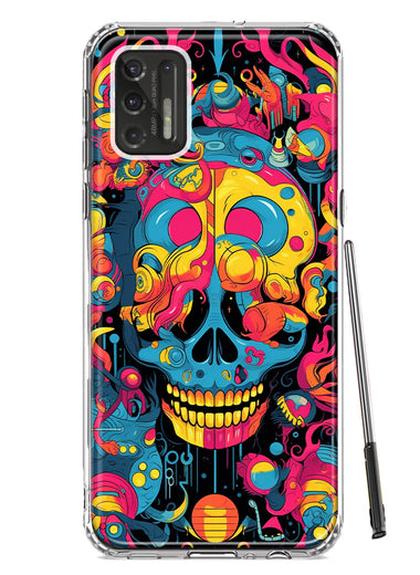Motorola Moto G Stylus 4G 2021 Psychedelic Trippy Death Skull Pop Art Hybrid Protective Phone Case Cover