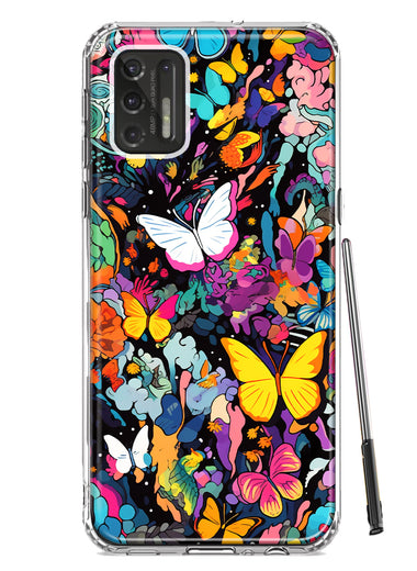 Motorola Moto G Stylus 4G 2021 Psychedelic Trippy Butterflies Pop Art Hybrid Protective Phone Case Cover