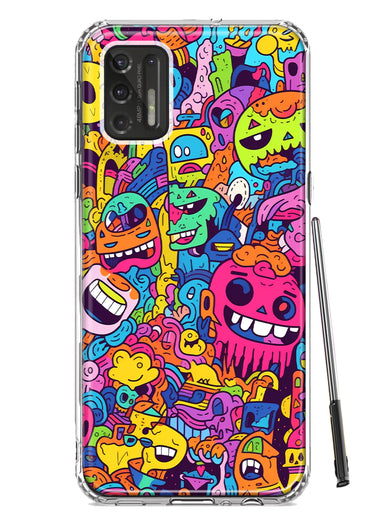 Motorola Moto G Stylus 4G 2021 Psychedelic Trippy Happy Characters Pop Art Hybrid Protective Phone Case Cover