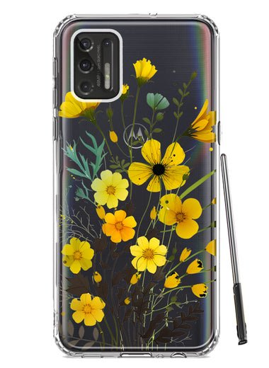 Motorola Moto G Stylus 2021 Yellow Summer Flowers Floral Hybrid Protective Phone Case Cover