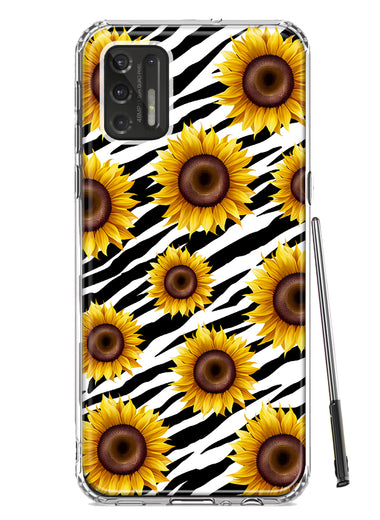 Motorola Moto G Stylus 2021 White Zebra Sunflowers Polkadots Double Layer Phone Case Cover