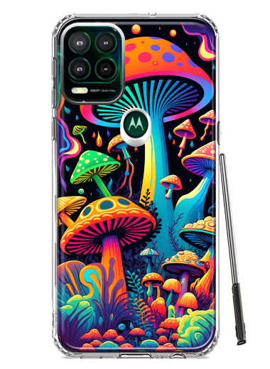 Motorola Moto G Stylus 5G Neon Rainbow Psychedelic Indie Hippie Mushrooms Hybrid Protective Phone Case Cover