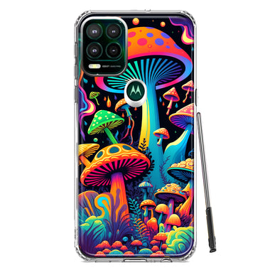 Motorola Moto G Stylus 5G Neon Rainbow Psychedelic Indie Hippie Mushrooms Hybrid Protective Phone Case Cover