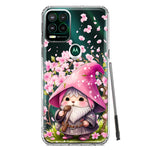 Motorola Moto G Stylus 5G Cute Pink Cherry Blossom Gnome Spring Floral Flowers Double Layer Phone Case Cover