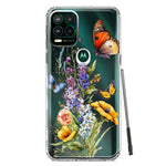 Motorola Moto G Stylus 5G Yellow Purple Spring Flowers Butterflies Floral Hybrid Protective Phone Case Cover