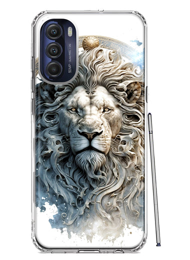 Motorola Moto G Stylus 5G 2022 Abstract Lion Sculpture Hybrid Protective Phone Case Cover