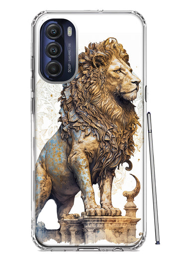 Motorola Moto G Stylus 4G 2022 Ancient Lion Sculpture Hybrid Protective Phone Case Cover