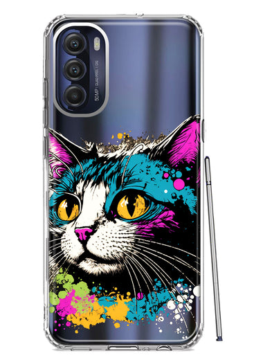 Motorola Moto G Stylus 5G 2022 Cool Cat Oil Paint Pop Art Hybrid Protective Phone Case Cover