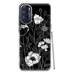 Motorola Moto G Stylus 4G 2022 Line Drawing Art White Floral Flowers Hybrid Protective Phone Case Cover