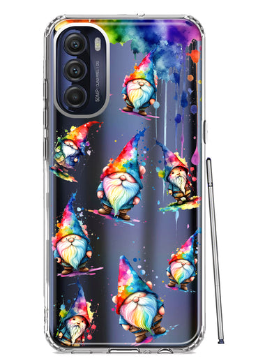 Motorola Moto G Stylus 5G 2022 Neon Water Painting Colorful Splash Gnomes Hybrid Protective Phone Case Cover