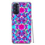 Motorola Moto G Stylus 5G 2022 Pink Blue Vintage Hippie Tie Dye Flowers Hybrid Protective Phone Case Cover