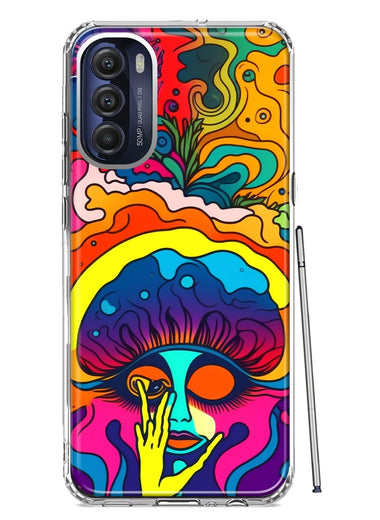 Motorola Moto G Stylus 4G 2022 Neon Rainbow Psychedelic Trippy Hippie Big Brain Hybrid Protective Phone Case Cover