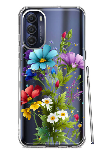 Motorola Moto G Stylus 4G 2022 Purple Yellow Red Spring Flowers Floral Hybrid Protective Phone Case Cover