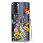 Motorola Moto G Stylus 5G 2022 Yellow Purple Spring Flowers Butterflies Floral Hybrid Protective Phone Case Cover