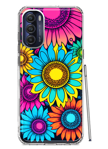 Motorola Moto G Stylus 4G 2022 Vintage Colorful Abstract Sunflowers Floral Double Layer Phone Case Cover