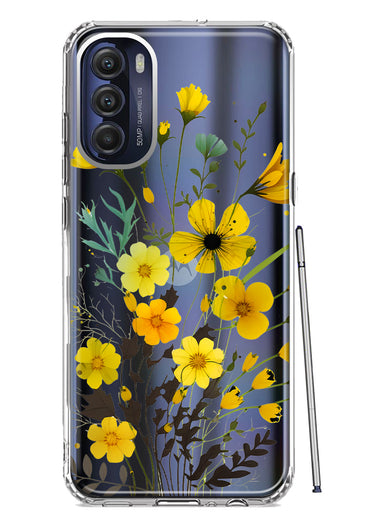 Motorola Moto G Stylus 5G 2022 Yellow Summer Flowers Floral Hybrid Protective Phone Case Cover