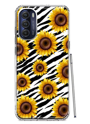 Motorola Moto G Stylus 5G 2022 White Zebra Sunflowers Polkadots Double Layer Phone Case Cover
