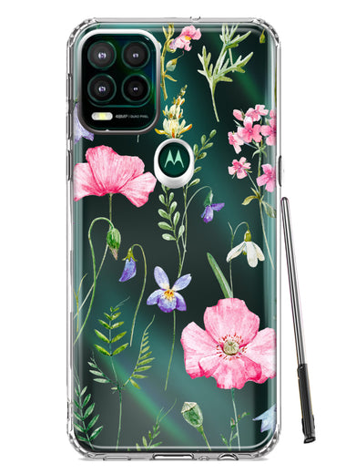 Motorola Moto G Stylus 5G 2021 Spring Pastel Wild Flowers Summer Classy Elegant Beautiful Hybrid Protective Phone Case Cover