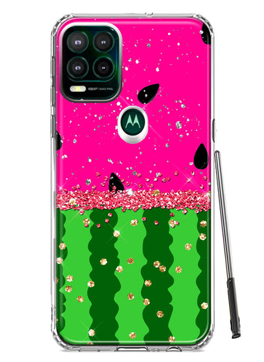 Motorola Moto G Stylus 5G 2021 Summer Watermelon Sugar Vacation Tropical Fruit Pink Green Hybrid Protective Phone Case Cover