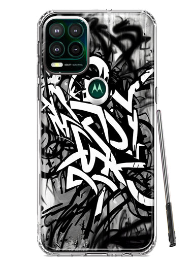 Motorola Moto G Stylus 5G 2021 Black White Urban Graffiti Hybrid Protective Phone Case Cover