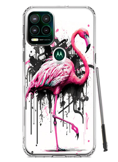Motorola Moto G Stylus 5G 2021 Pink Flamingo Painting Graffiti Hybrid Protective Phone Case Cover