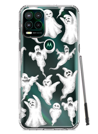 Motorola Moto G Stylus 5G 2021 Cute Halloween Spooky Floating Ghosts Horror Scary Hybrid Protective Phone Case Cover