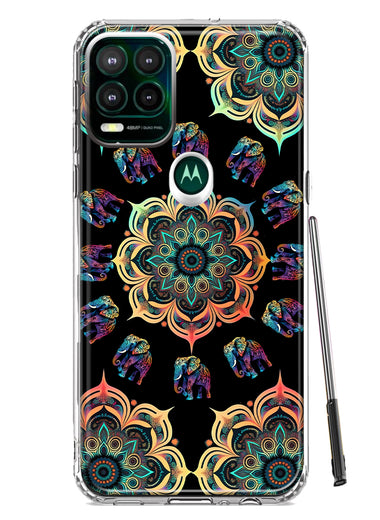 Motorola Moto G Stylus 5G 2021 Mandala Geometry Abstract Elephant Pattern Hybrid Protective Phone Case Cover