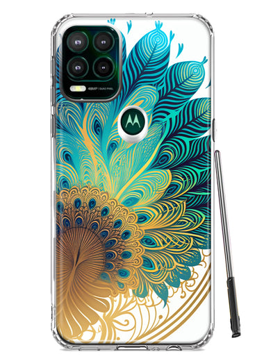 Motorola Moto G Stylus 5G 2021 Mandala Geometry Abstract Peacock Feather Pattern Hybrid Protective Phone Case Cover