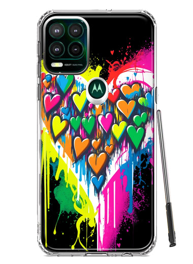Motorola Moto G Stylus 5G 2021 Colorful Rainbow Hearts Love Graffiti Painting Hybrid Protective Phone Case Cover