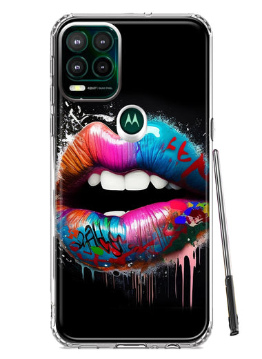 Motorola Moto G Stylus 5G 2021 Colorful Lip Graffiti Painting Art Hybrid Protective Phone Case Cover