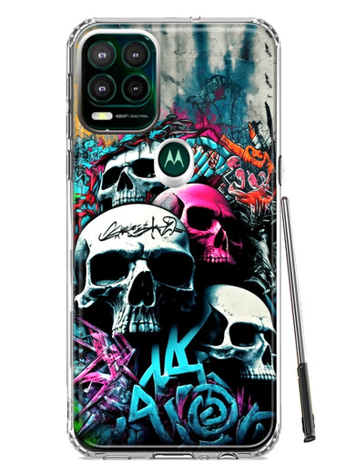 Motorola Moto G Stylus 5G 2021 Skulls Graffiti Painting Art Hybrid Protective Phone Case Cover